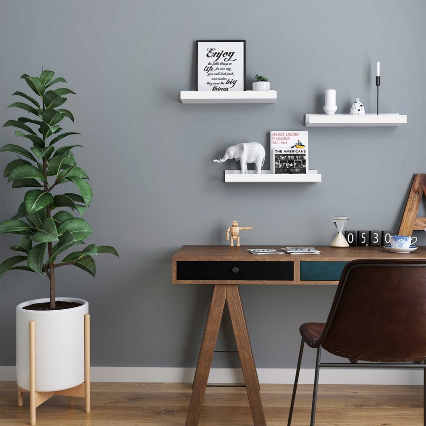 Set de 3 estantes de pared SHELFY blancos