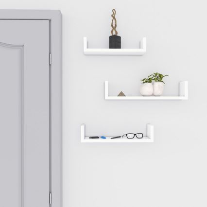 Set de 3 estantes de pared SHELFY blancos