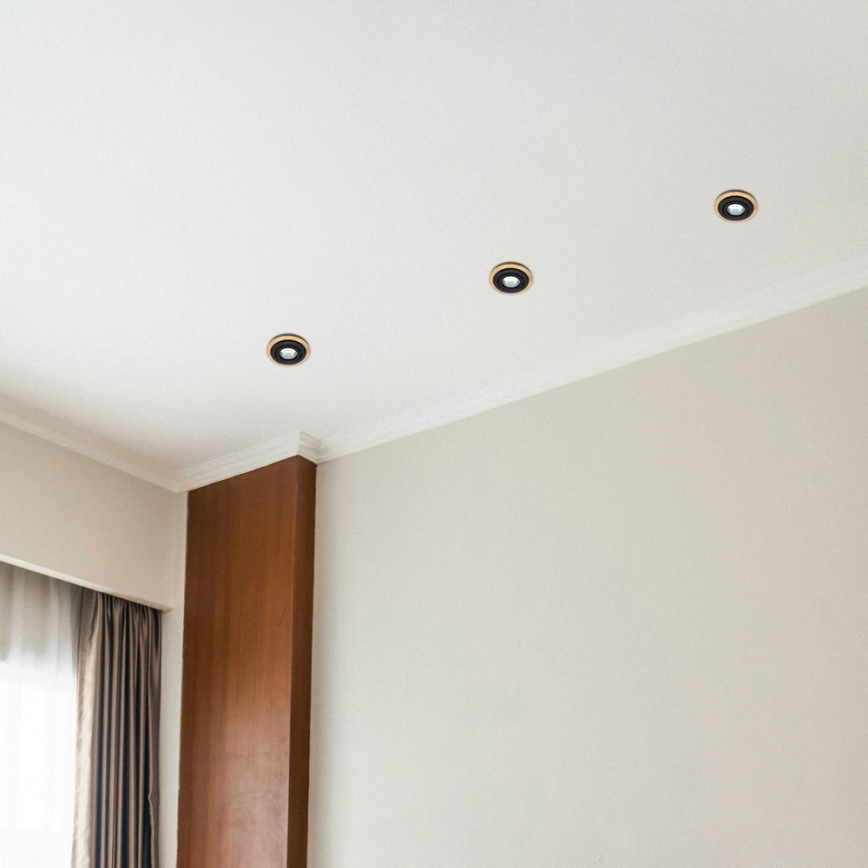 Set de 3 luminarias empotradas de techo TOBBY 1xGU10/20W/230V Ø 11,5 cm roble/negro