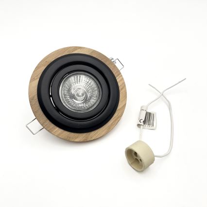 Set de 3 luminarias empotradas de techo TOBBY 1xGU10/20W/230V Ø 11,5 cm roble/negro