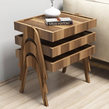 SET DE 3 mesas auxiliares 41x53,6 cm ROMA marrón