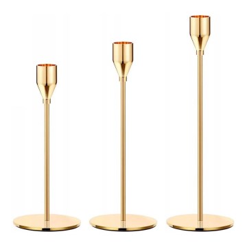 Set de 3 portavelas dorados