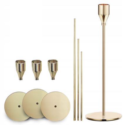 Set de 3 portavelas dorados