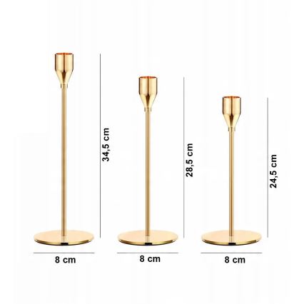 Set de 3 portavelas dorados