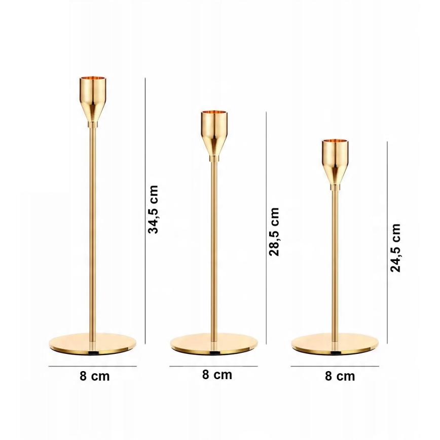 Set de 3 portavelas dorados