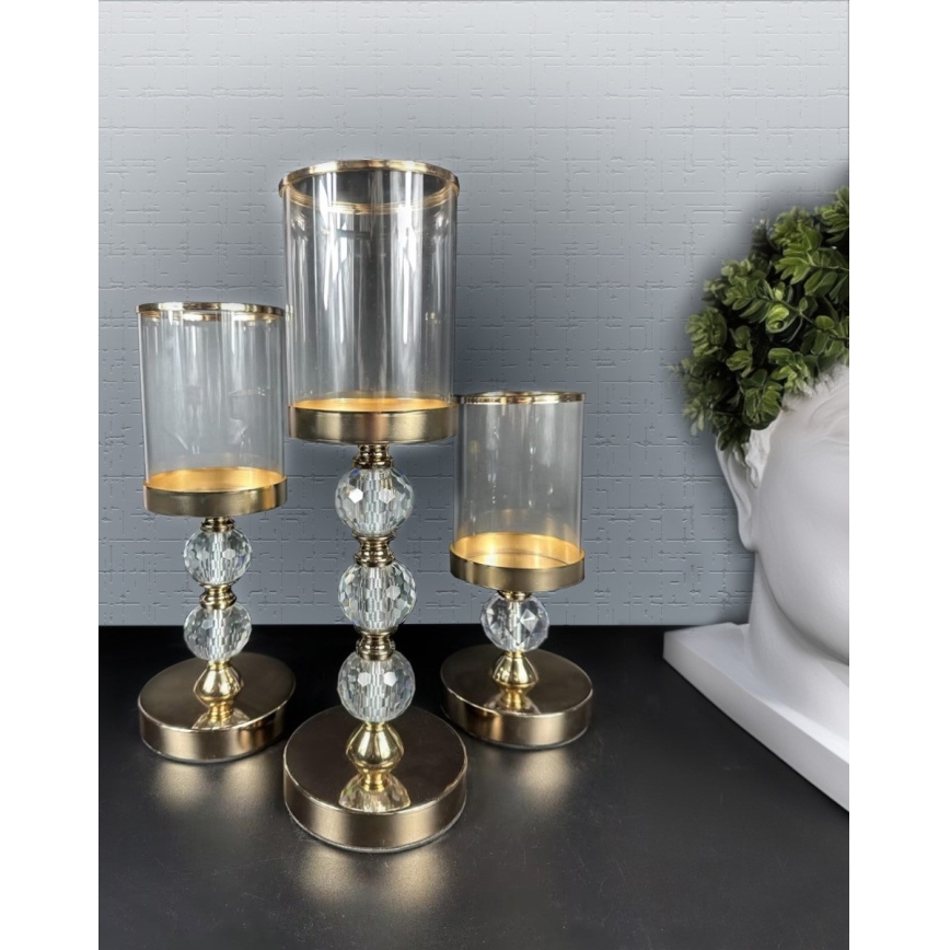 Set de 3 portavelas dorados