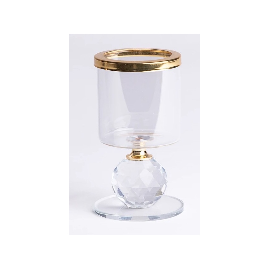 Set de 3 portavelas dorados/transparentes