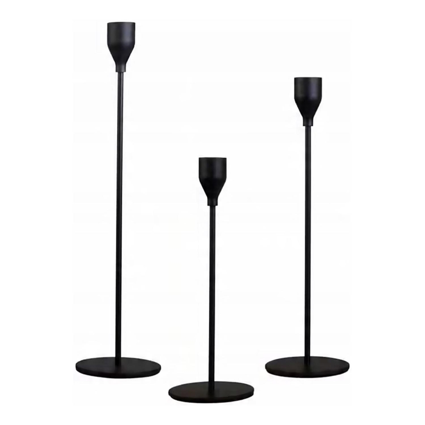 Set de 3 portavelas negros