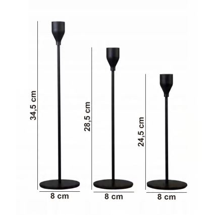 Set de 3 portavelas negros