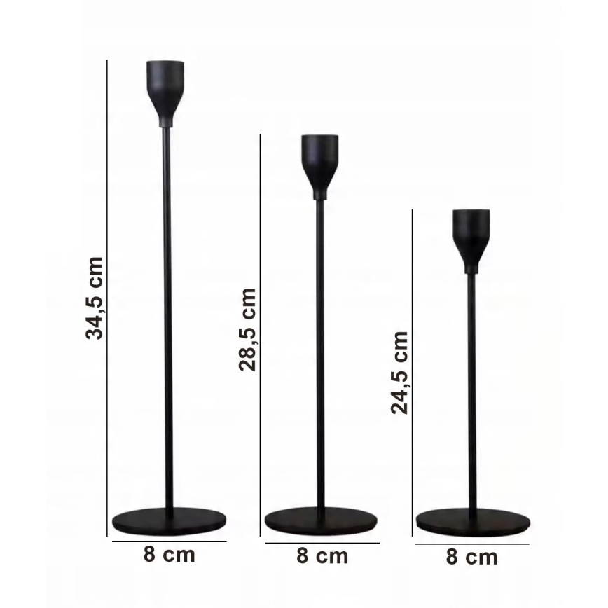 Set de 3 portavelas negros
