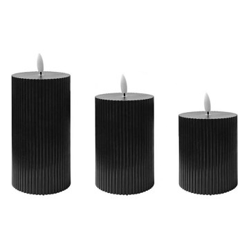 Set de 3 velas LED BRILLO LED/2xAA color negro + mando a distancia