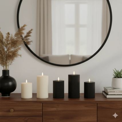 Set de 3 velas LED BRILLO LED/2xAA color negro + mando a distancia