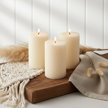 Set de 3 velas LED BRILLO LED/3xAAA 12,5 cm color crema + mando a distancia