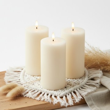 Set de 3 velas LED BRILLO LED/3xAAA 15 cm color crema + mando a distancia