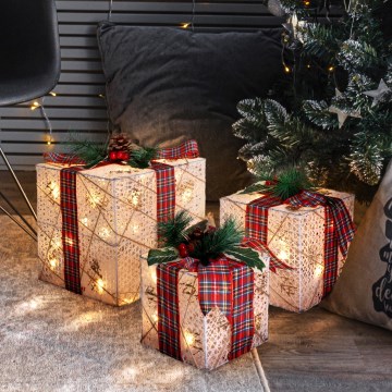 Set de 3x LED Regalo de Navidad 48xLED/3,6W/230V IP44 blanco cálido