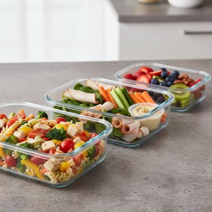 Set de 4 envases para alimentos, transparentes/verde menta