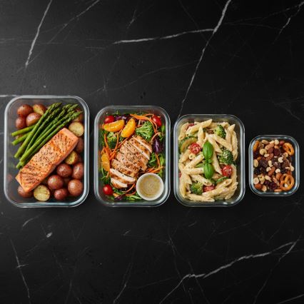 Set de 4 envases para alimentos, transparentes/verde menta