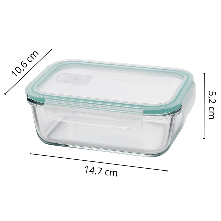 Set de 4 envases para alimentos, transparentes/verde menta