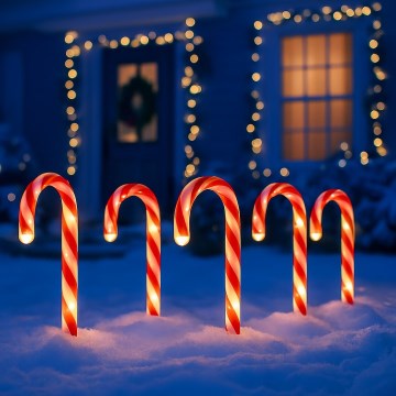 Set de 5 decoraciones navideñas LED para exterior, 2 W, 230 V, IP44, color rojo