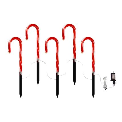 Set de 5 decoraciones navideñas LED para exterior, 2 W, 230 V, IP44, color rojo