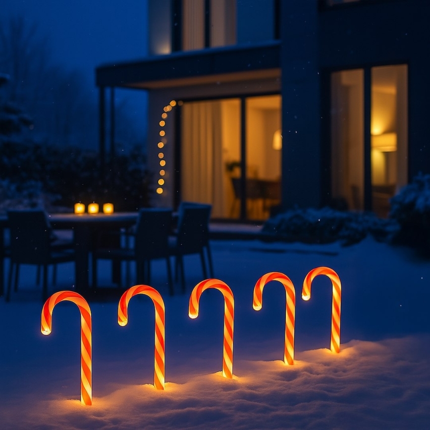 Set de 5 decoraciones navideñas LED para exterior, 2 W, 230 V, IP44, color rojo