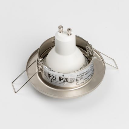 Set de 5 luminarias empotradas para baño 1x GU10/4W/230V IP23, acabado cromo mate