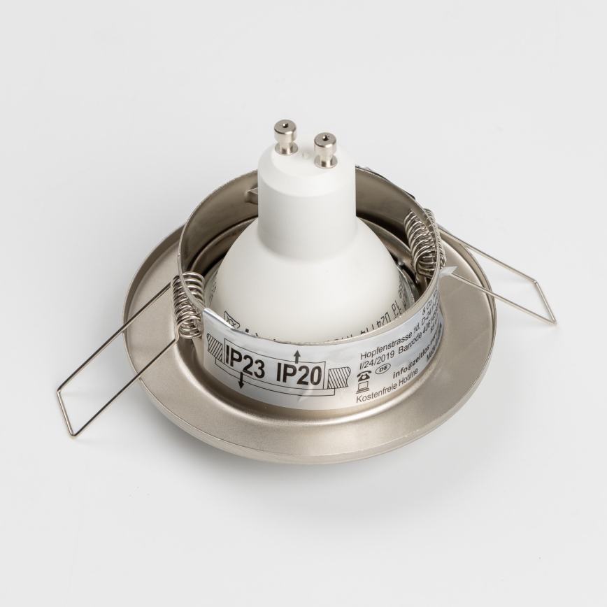 Set de 5 luminarias empotradas para baño 1x GU10/4W/230V IP23, acabado cromo mate