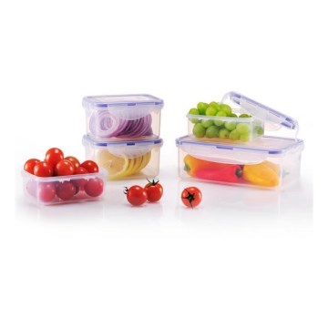 SET DE 5x Recipiente para alimentos LOCK azul/transparente