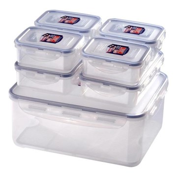 Set de 7 recipientes para alimentos LOCK azul/transparente