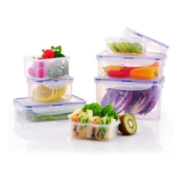 SET DE 7x Recipiente para alimentos LOCK azul/transparente