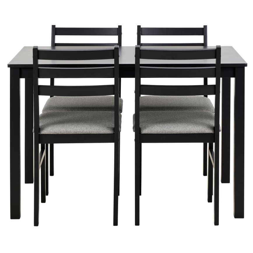 Set de comedor: mesa y 4 sillas EMILY, color negro