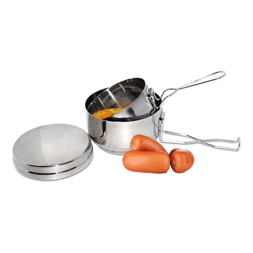 Set de utensilios de camping 2 piezas acero inoxidable