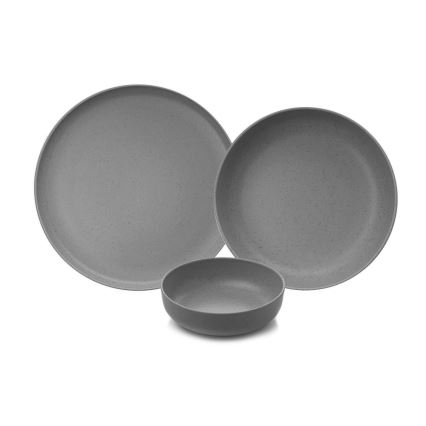 Set de vajilla de 12 piezas, gris/porcelana
