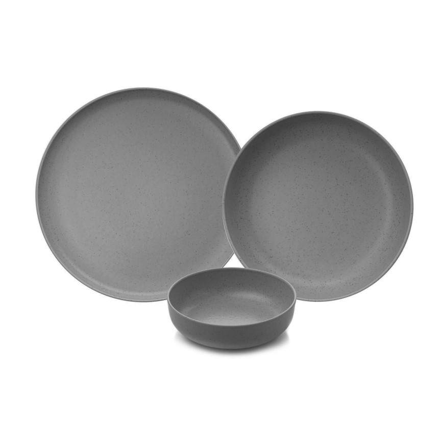 Set de vajilla de 12 piezas, gris/porcelana