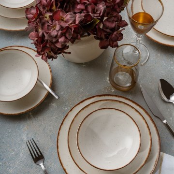 Set de vajilla de 24 piezas beige/marrón/porcelana