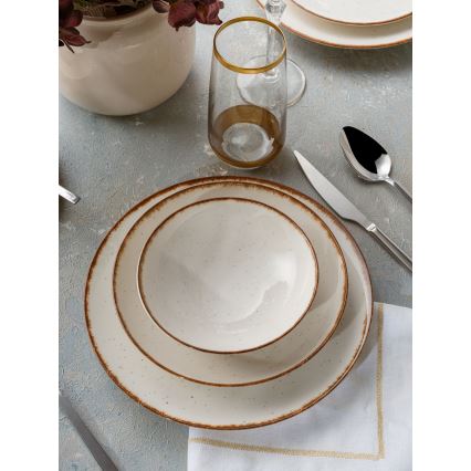 Set de vajilla de 24 piezas beige/marrón/porcelana