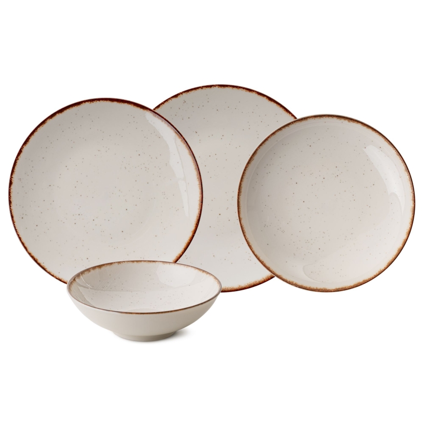 Set de vajilla de 24 piezas beige/marrón/porcelana