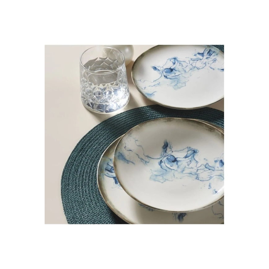 Set de vajilla de 24 piezas blanco/azul/porcelana