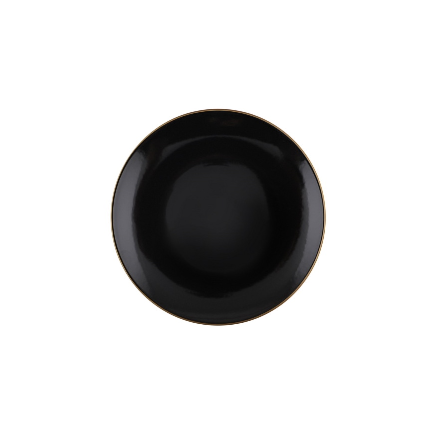 Set de vajilla de 24 piezas negro/dorado/gres