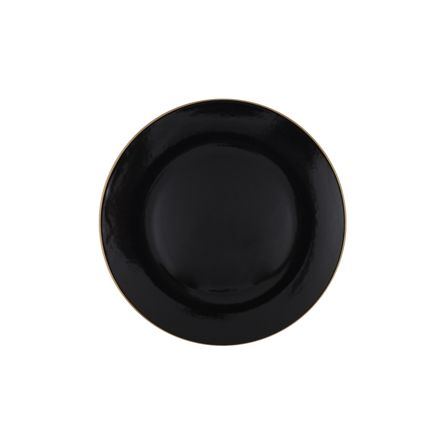 Set de vajilla de 24 piezas negro/dorado/gres