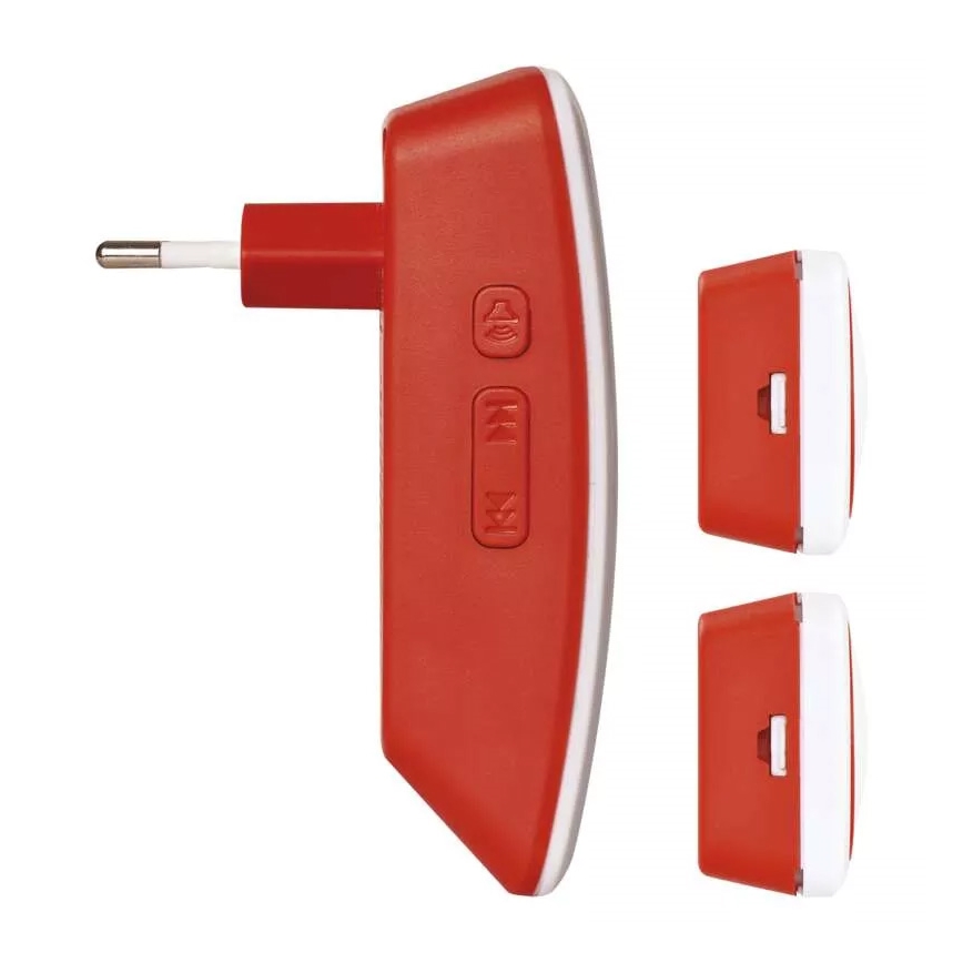 SET Timbre inalámbrico para toma de corriente + 2x pulsador 230V IP44