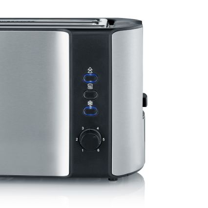 Severin AT 2590 - Tostadora de 4 ranuras, 1400 W/230 V, acero inoxidable/negro