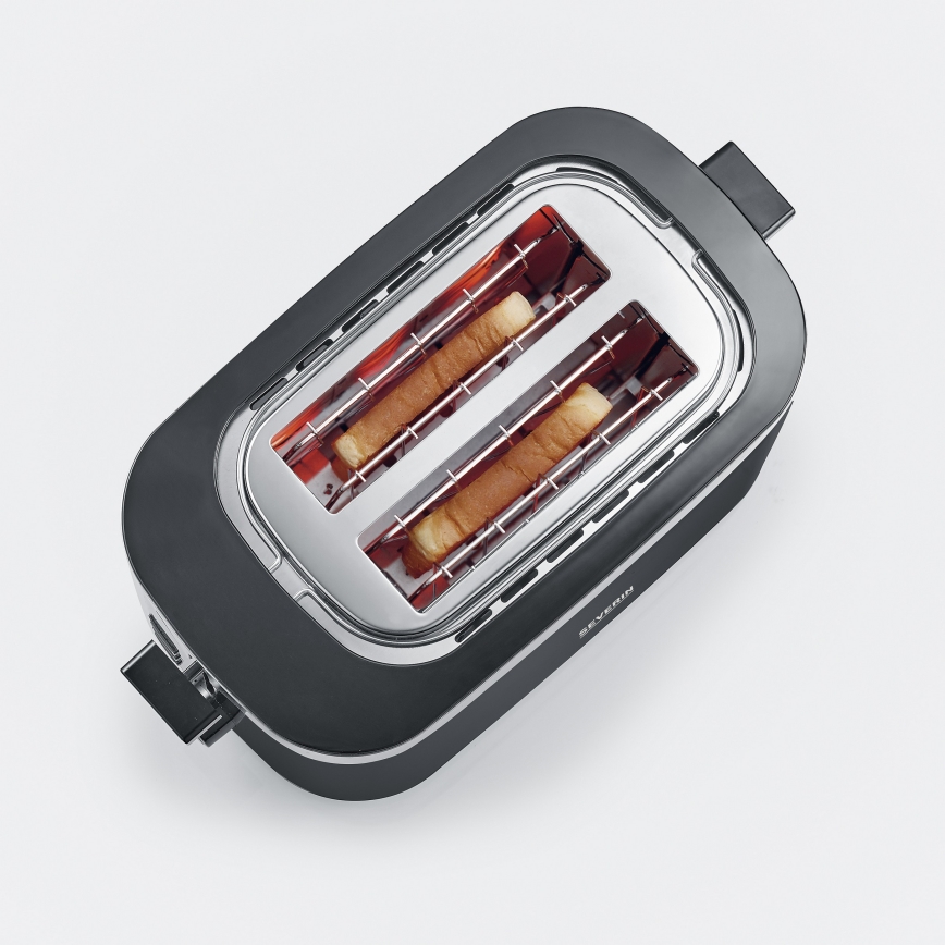 Severin AT 9264 - Tostadora de dos ranuras 800W/230V acero inoxidable/negro