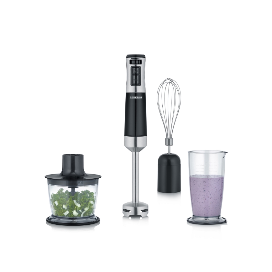 Severin SM 3772 - Batidora de mano con accesorios 600W/230V acero inoxidable/negro