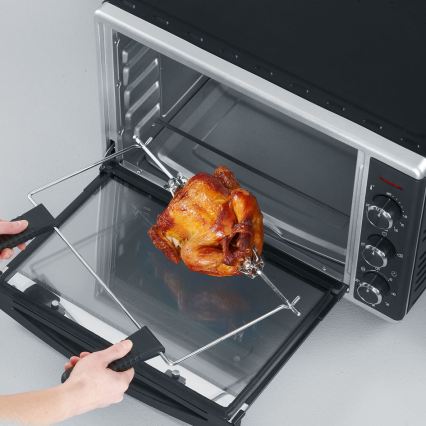 Severin TO 2058 - Horno de convección con grill y piedra para pizza, 1800 W/230 V, 42 l, negro