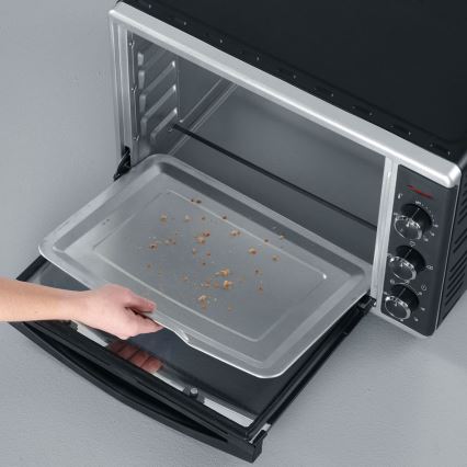 Severin TO 2058 - Horno de convección con grill y piedra para pizza, 1800 W/230 V, 42 l, negro