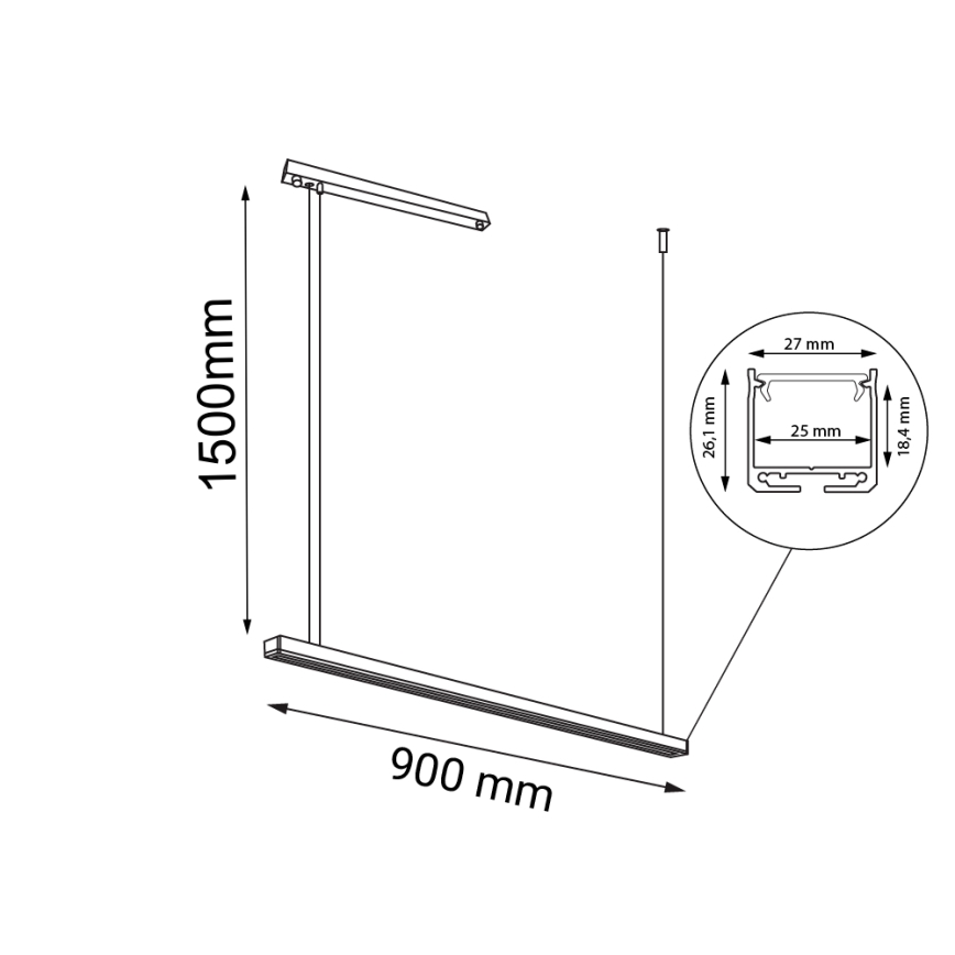 Shilo - Lámpara colgante LED LED/32W/230V 3000K CRI 90 negro