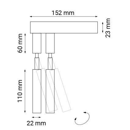 Shilo - Foco de pared 2xG9/10W/230V negro