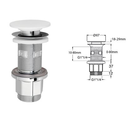 Silfra - Desagüe para lavabo Ø 6,7 cm blanco/cromo brillante