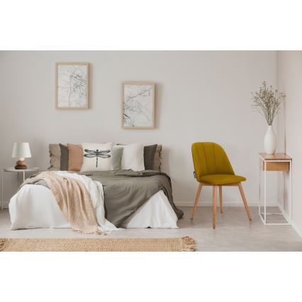 Silla de comedor BAKERI 86x48 cm amarillo/roble claro